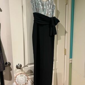 Shoshanna Elegant Black and Silver Evening Dress